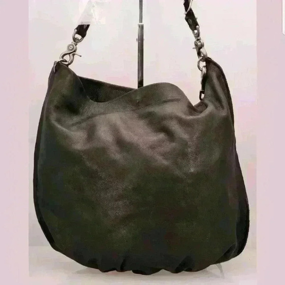 David Galan Brown Leather Hobo Shoulder Bag - Picture 2 of 5